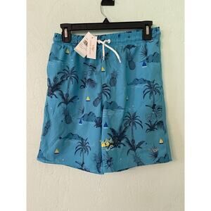 Ripcurl Board Shorts Boys 13-14 Swim Surf Pineapple Palm Trees Blue Trunks *